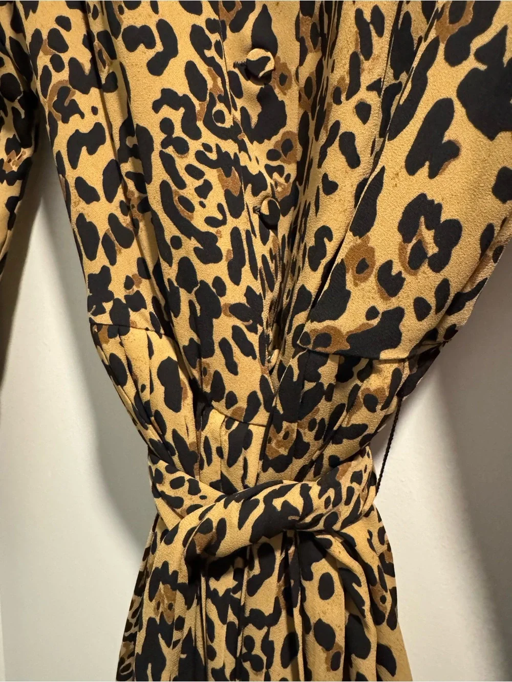 J. Crew Long Sleeve Leopard Wrap Dress in Camel and Black